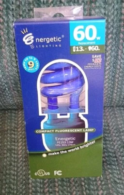 Blue 13W Spiral Energy Saving Compact Fluorescent CFL Light Medium Base (NIP) - Image 1 of 4