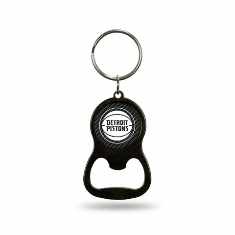 Detroit Pistons Keychain Bottle Opener Carbon Fiber Design Metal Basketball Cover