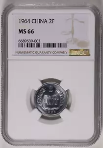 1964 China 2 Fen - NGC MS66 - Picture 1 of 2