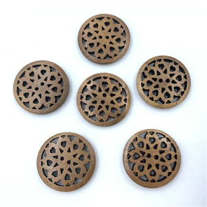 50X 2 Holes Brown Button Notions Hollow Round Wood Buttons Sewing Scrapbook 25mm - Picture 1 of 5