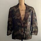 Chico?s Abstract Animal Print Blazer One Button Ruched Sleeve Size Medium 1