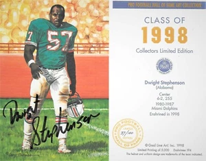 DWIGHT STEPHENSON SIGNED GOAL LINE ART CARD~GOLD SEAL ENSHRINEE PROOF~HOF AUTO - Picture 1 of 1