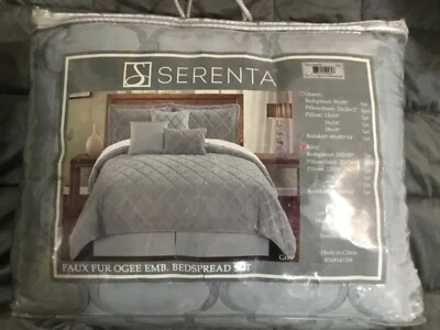 NOVO Conjunto de Edredom de Pele Sintética Cinza Serenta Tamanho King 7 Peças Colcha - Imagem 1 de 4