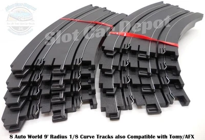 Auto World 8 NEW Pieces of 9" 1/8 Curve Track Compatible with Tomy, AFX H0004-8 - Image 1 of 4