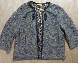 Soca St. John Women’s Colorful Knotted Silk Lined Jacket Embellished Size M - Picture 1 of 11
