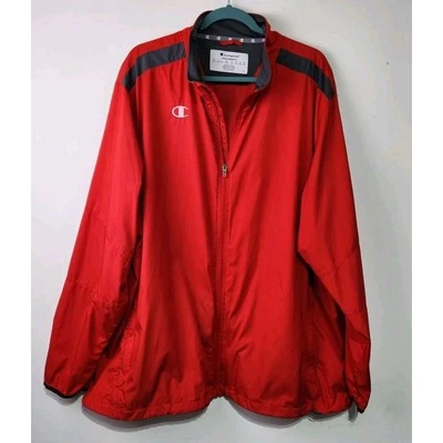 Champion Size 2XL Windbreaker Jacket Red Polyester Spring Lightweight - Image 1 of 4