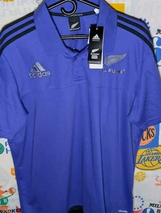Adidas Climalite All Blacks Polo Rugby Shirt XL schwarz lila neu mit Etikett - Bild 1 von 6