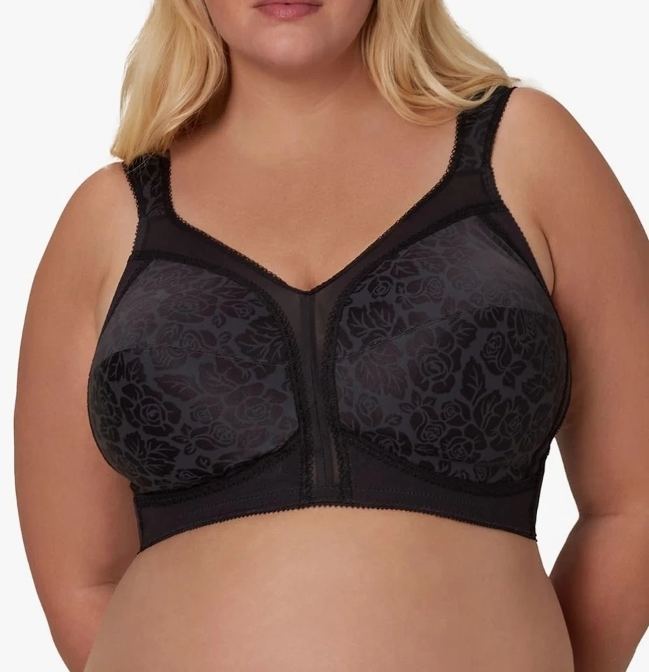 Bra Playtex 18-Hour Comfort-Strap Tagless WF Black US4693 Size 40DD
