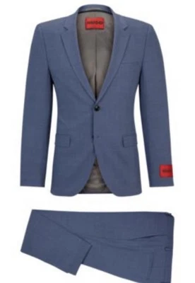 HUGO Men's Extra-slim-fit Blue Suit in Performance-stretch Fabric Size 42L - Image 1 of 4