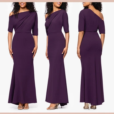 NEW $269 Betsy & Adam [ 16W ] One Shoulder Crepe Scuba Trumpet Gown S2059 - Image 1 of 4