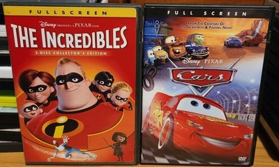 Disney Pixar The Incredibles & Cars DVD Fullscreen Edition.  Great Condition!!!! Foto 1 de 3