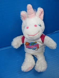 Plushology White Pink Sparkle Unicorn Houston Shirt Plush Stuffed 10" Souvenir - Picture 1 of 8