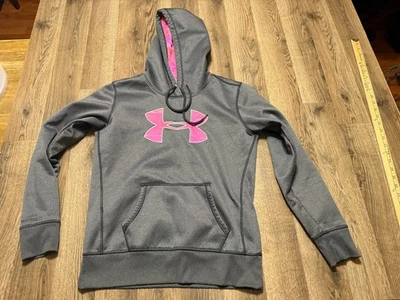 Sudadera con Capucha Under Armour, Para Mujer Pequeña, Gris Rosa Naranja, Sudadera, Logo, Pullover Foto 1 de 4