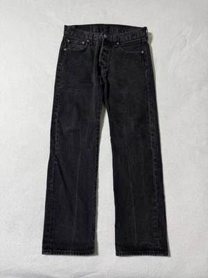 Levis 501 Jeans Mens 30x28 Black Straight Button Fly Mid Rise Dark Wash Denim - Image 1 of 4