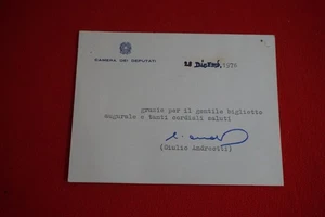 Biglietto Autografo Giulio Andreotti firma autografa - Imagen 1 de 2