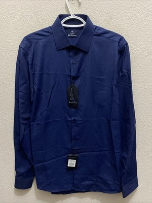 NUEVA Camisa de Vestir Ben Sherman Para Hombre Mediana Manga Larga $79 Nueva con Etiquetas Ajustada Azul Marino Foto 1 de 4