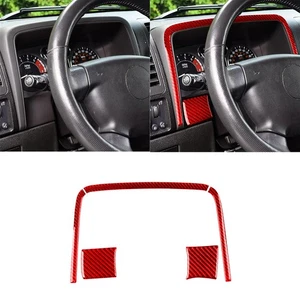 Red Carbon Fiber Steering Wheel Side Panel Dashboard Cover For Hummer H3 2006-10 - Picture 1 of 14