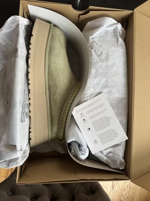 UGG Women's Tazz II Suede Logo Detail Platform Clog Slippers,Muted Brass 9 - Image 1 of 4