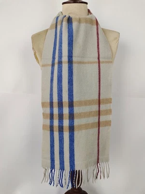 Bufandas bufanda de invierno Burberry genuinas vintage a cuadros gigantes marfil 100 % lana de cordero Foto 1 de 4