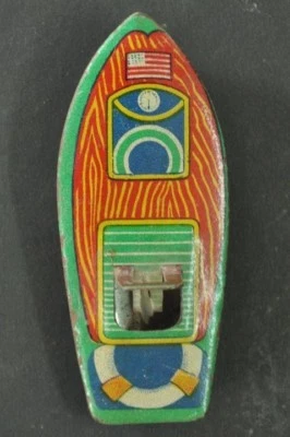 Vintage Small/ Penny Unique Litho Boat Tin Toy , Collectible - Image 1 of 4
