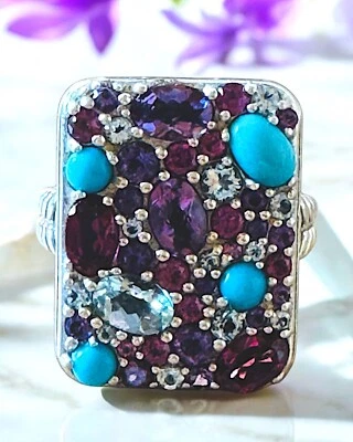 ANILLO PLATAFORMA KIMONO TEMPLO AMATISTA TURQUESA ESTERLINA 925 JOHN HARDY JAI - 8 Foto 1 de 4