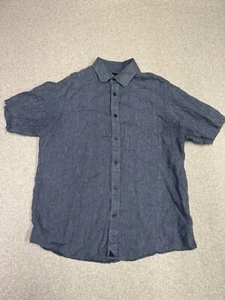 UNTUCKit Canon Shirt Large Linen Blue Short Sleeve Button-Up Wrinkle Resistant - Picture 1 of 8