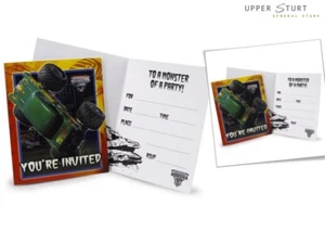 Monster Jam Invitations Green 8 Pack Birthday Party Supplies FAST SHIPPING - Picture 1 of 1