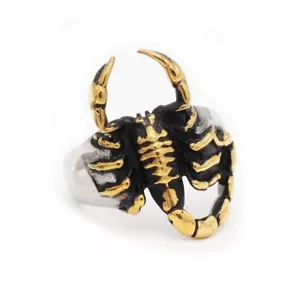 Men's Vintage Domineering Scorpion Ring Stainless Steel Biker Punk Hip Hop Ring - Picture 1 of 2