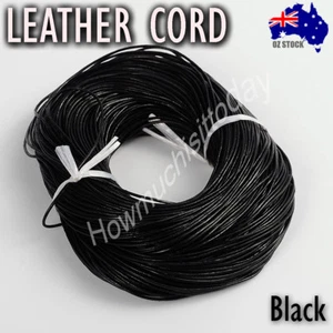 1mm 1.5mm 2mm 3mm 4mm Genuine Round Leather Cord Cowhide Hide String Threa BLACK - Picture 1 of 5