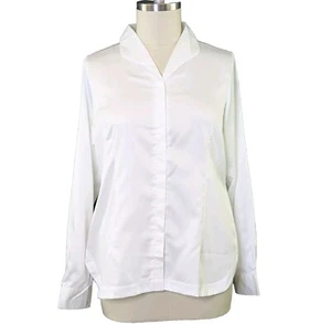 Pendleton Woman’s White No Iron Shaped Fit Long Sleeve Button Front Blouse Sz 14 - Picture 1 of 14