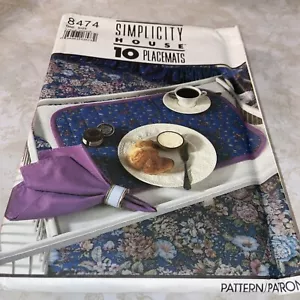 Simplicity 8474 patrón 10 manteles sin cortar 1987 ajuste de mesa para el hogar - Imagen 1 de 4