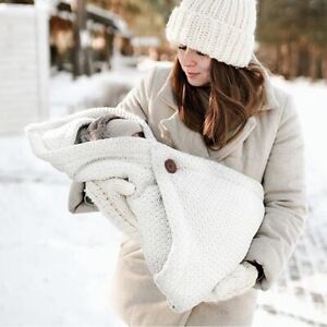 Babys Sleeping Bag Thick Warm Strollers Knit Blanket Plus Velvet Swaddle Blanket