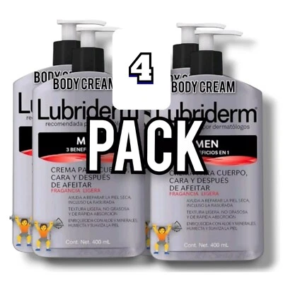 Pack de 4 cremas corporales Lubriderm para hombre de 400 ml cada una Foto 1 de 4