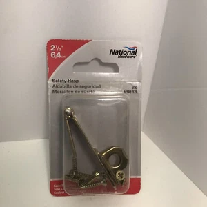 Home Safety Hasp 2-1/2" National Hardware N102-178, Satin Brass Tone Decorative - Picture 1 of 4
