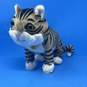 Tower Bridge Tiger Plush Stuffed Animal Toy Black and Gray w/red blue collar 12" - Picture 1 of 24