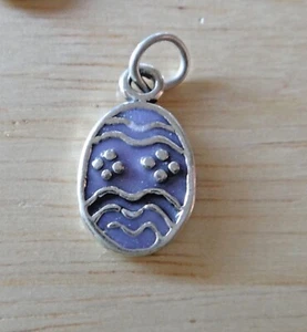 Sterling Silber 16x11mm Lila Emaille Verziert Osterei Charm - Bild 1 von 5