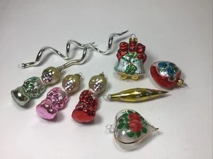 Lot 9 Vintage Blown Glass Christmas Ornaments. Praying Angels, Hearts, Icicles - Picture 1 of 10