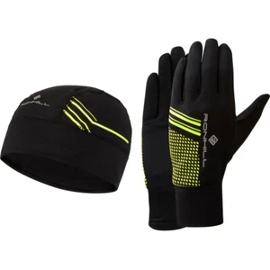 Ronhill Beanie Hat and Gloves set black fluo yellow running jogging RRP £ 26.00 - Picture 1 of 1