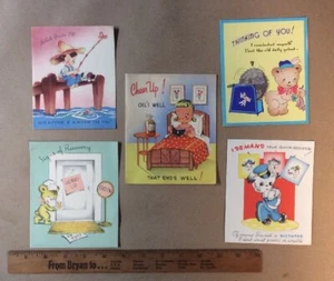 Grupo 5 tarjetas de felicitación vintage usadas años 50 INV-P0176 - Imagen 1 de 12