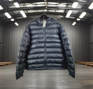 Adidas Outdoor 3 Stripe Mens Grey Puffer Hooded Full Zip Jacket 3XL - Picture 1 of 13