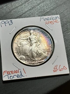 1993 AMERICAN SILVER EAGLE MONSTER COLORFUL TONING TONED COIN (Raw2405) - Picture 1 of 10