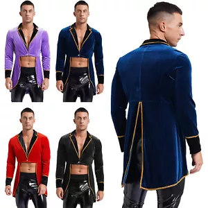 Mens Ringmaster Costume Soft Coat Gold Trim Jacket Cosplay Blazers V Neck Party - Picture 1 of 52