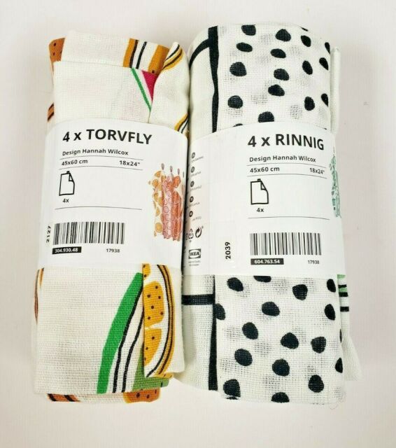 TORVFLY Dish towel, patterned/orange, 18x24 - IKEA