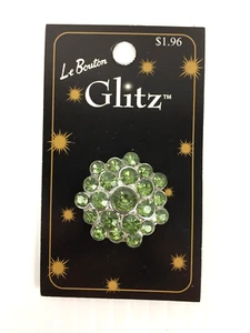 Le Bouton Green Silver Gem Flower Round Swirl 28mm Craft Clothes Sew Buttons USA - Picture 1 of 4