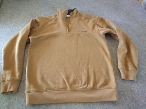 Columbia Mens Medium Tan Brown Quarter Zip Pullover Fleece Outdoor Casual Logo - Picture 1 of 10