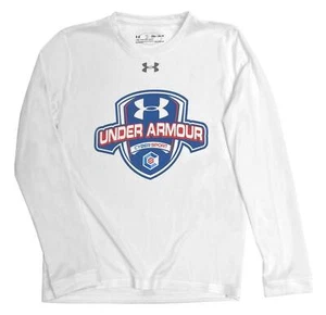Under Armour Boy's Cyber Sports Graphic Long Sleeve Crew Neck T-Shirt - White - Picture 1 of 2