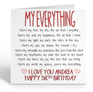 PERSONALISED WIFE FIANCÉE GIRLFRIEND BIRTHDAY CARD ANY AGE 30TH 40TH 50TH 60TH - Picture 1 of 3