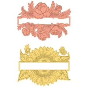 Heartfelt Creations Spellbinders Die ~ PEONY & SUNFLOWER BANNER ~ HCD1-7378 - Picture 1 of 5