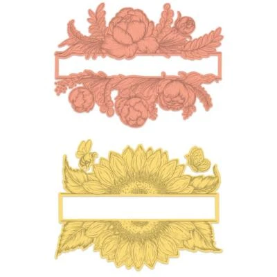 Heartfelt Creations Spellbinders Die ~ PEONY & SUNFLOWER BANNER ~ HCD1-7378 - Image 1 of 4