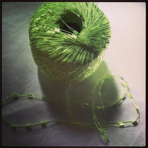 Peridot Glow Mini Ladder Glitz 31361 Ice Light Bright Green Sparkly Trellis Yarn - Picture 1 of 3